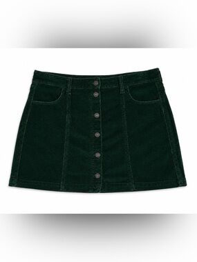 American Eagle Outfitters Button-Front Corduroy Mini Skirt in Dark Green